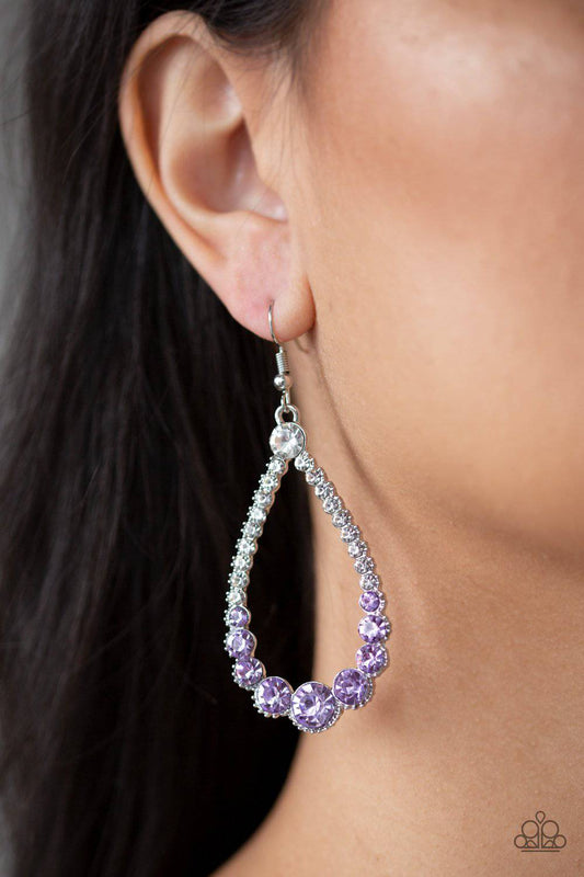 Token Twinkle - Purple Rhinestone Earrings - Paparazzi Accessories - GlaMarous Titi Jewels