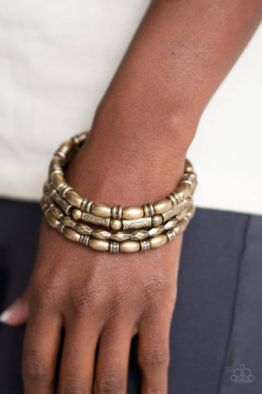 Texture Throwdown - Brass Infinity Bracelet - Paparazzi Accessories - GlaMarous Titi Jewels