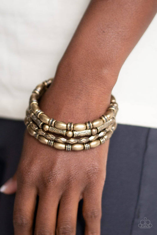 Texture Throwdown - Brass Infinity Bracelet - Paparazzi Accessories - GlaMarous Titi Jewels
