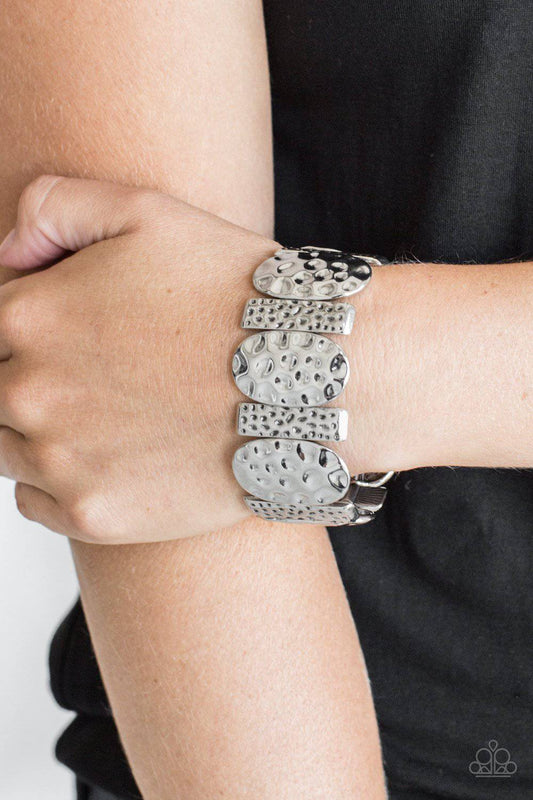 Cave Cache - Silver Stretchy Bracelet - Paparazzi Accessories - GlaMarous Titi Jewels