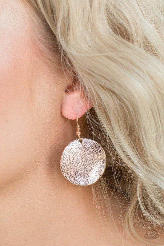 Basic Bravado - Rose Gold Textured Earrings - Paparazzi Accessories - GlaMarous Titi Jewels