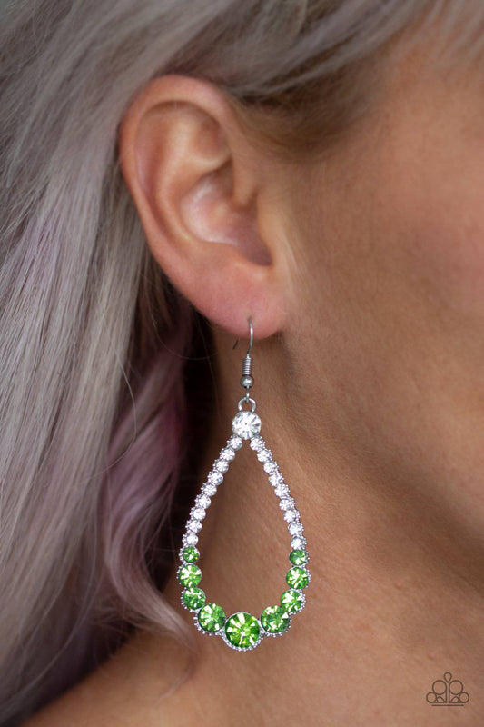 Token Twinkle - Green Rhinestone Earrings - Paparazzi Accessories - GlaMarous Titi Jewels