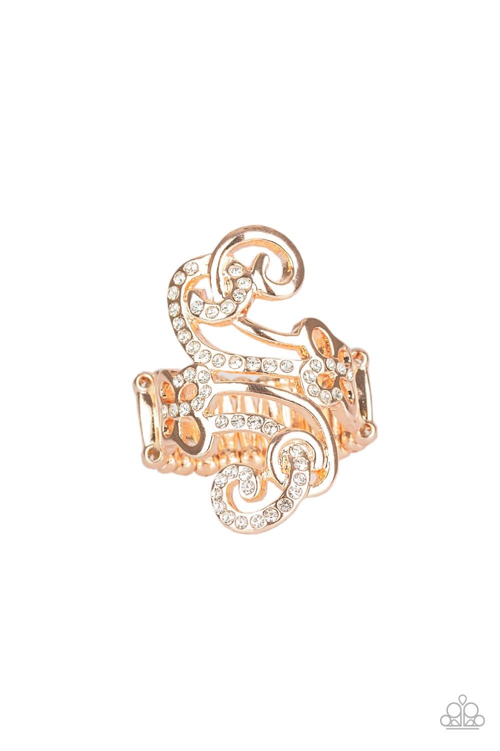 Waltzing Wonders - Gold Rhinestone Ring - Paparazzi Accessories - GlaMarous Titi Jewels