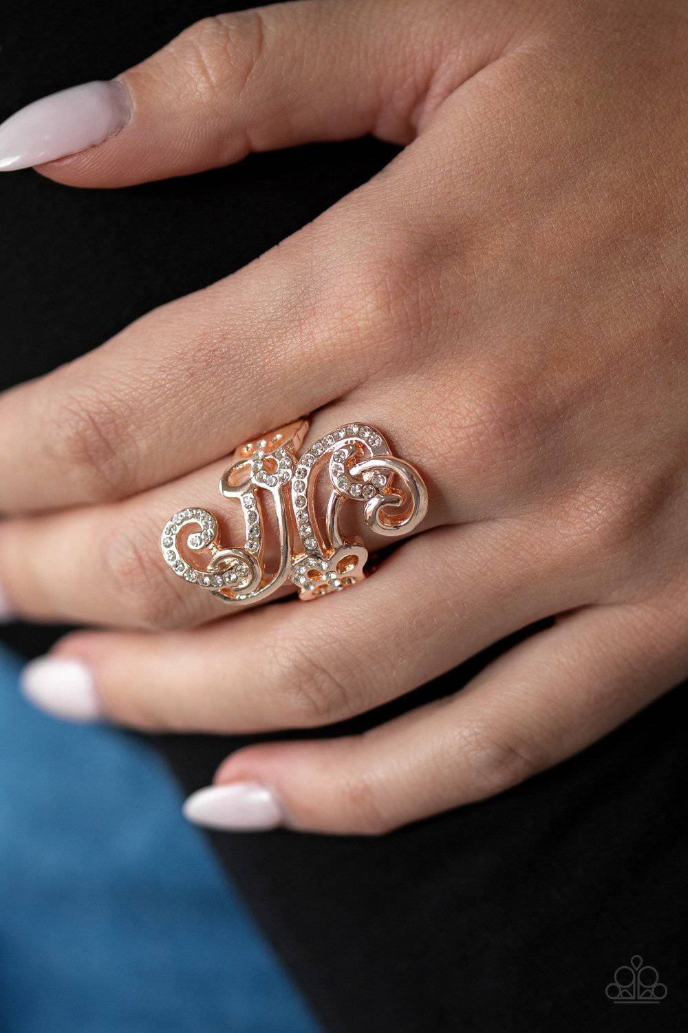 Waltzing Wonders - Gold Rhinestone Ring - Paparazzi Accessories - GlaMarous Titi Jewels