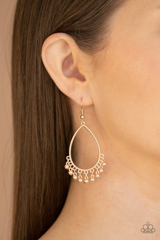 Country Charm - Rose Gold Textured Earrings - Paparazzi Accessories - GlaMarous Titi Jewels