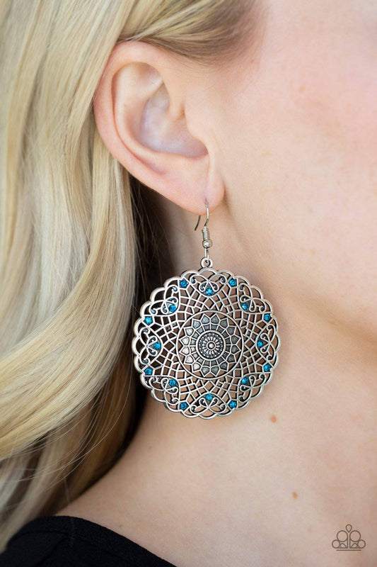 Mandala Mandalay - Blue Rhinestone Earring - Paparazzi Accessories - GlaMarous Titi Jewels