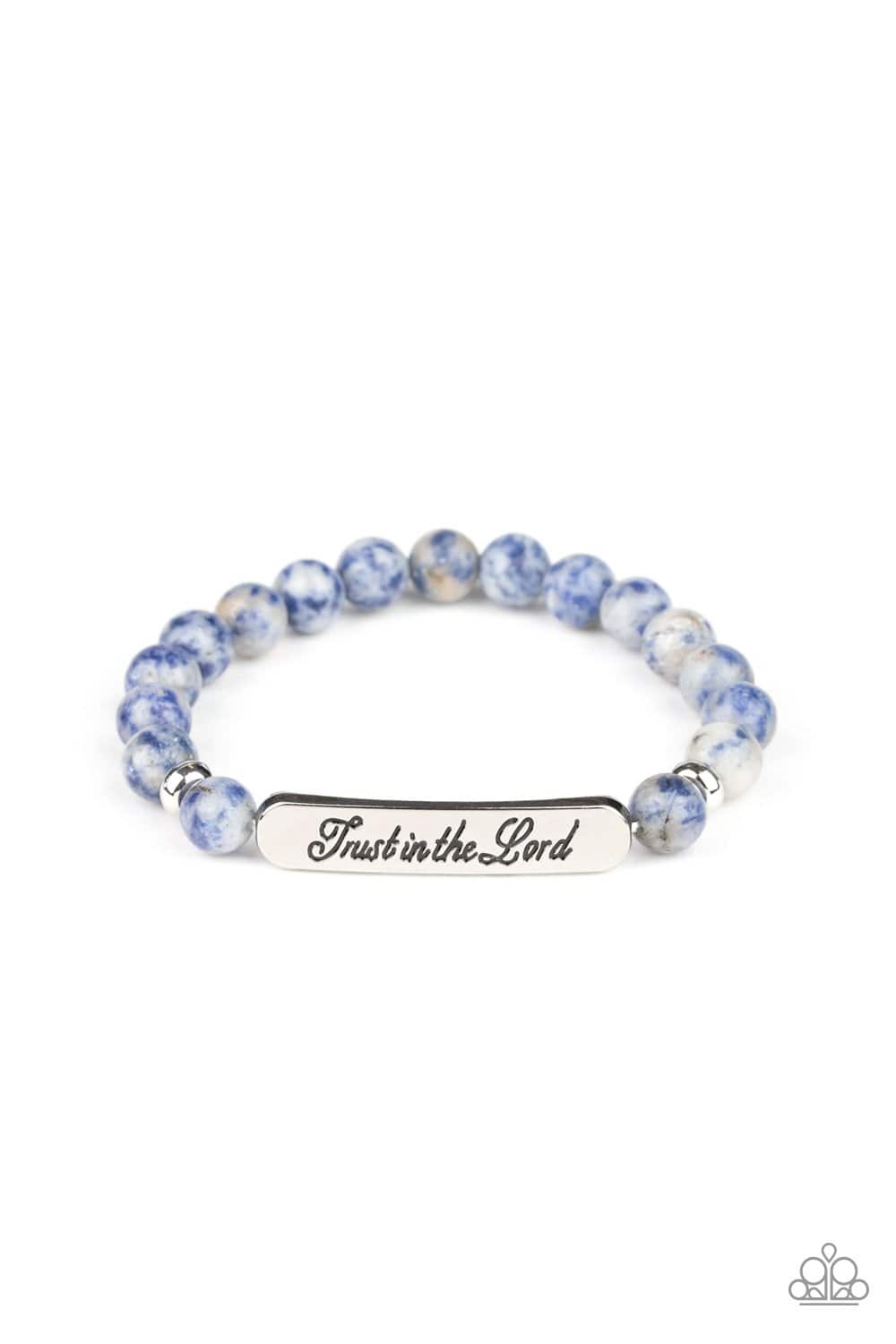 Keep The Trust - Blue Trust in the Lord Stretchy Bracelet - Paparazzi Accessories - GlaMarous Titi Jewels