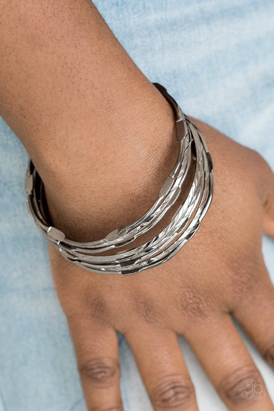 Urban Sprawl - Black Gunmetal Bangles - Paparazzi Accessories - GlaMarous Titi Jewels