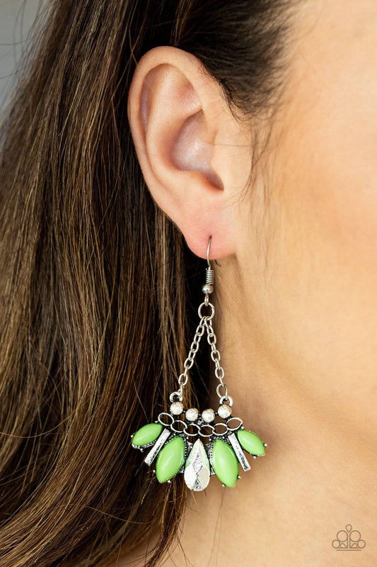 Terra Tribe - Green Marquise Bead Earrings - Paparazzi Accessories - GlaMarous Titi Jewels