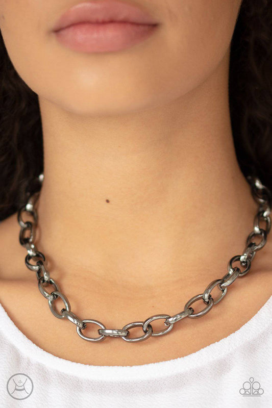 Urban Uplink - Black Gunmetal Choker - Paparazzi Accessories - GlaMarous Titi Jewels