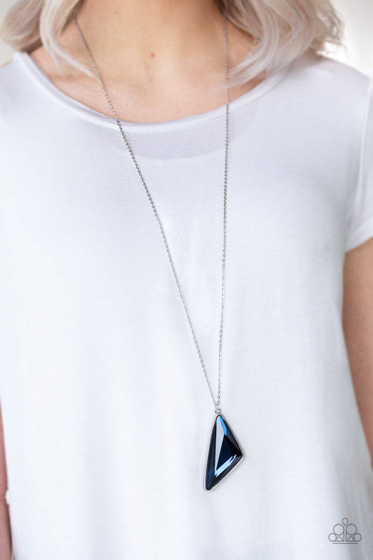 Ultra Sharp - Blue Triangular Necklace - Paparazzi Accessories - GlaMarous Titi Jewels