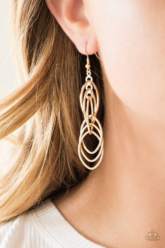 Tangle Tango - Gold Teardrop Earrings - Paparazzi Accessories - GlaMarous Titi Jewels