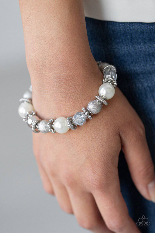 Sparking Conversation - White Pearl, Crystal & Rhinestone Bracelet - Paparazzi Accessories - GlaMarous Titi Jewels