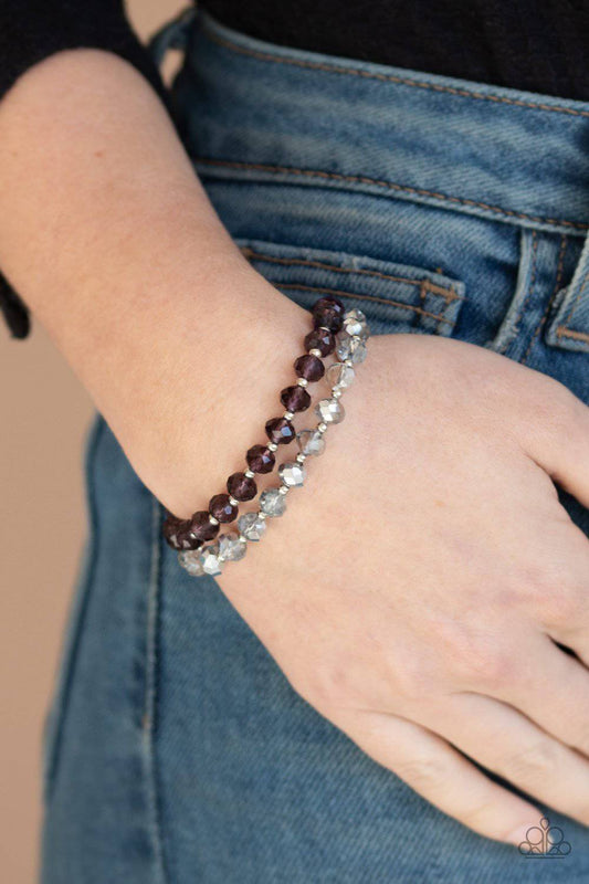 Millennial Grandeur - Purple Stretchy Bead Bracelet- Paparazzi Accessories - GlaMarous Titi Jewels