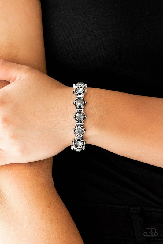 Strut Your Stuff - Silver Rhinestone Stretchy Bracelet - Paparazzi Accessories - GlaMarous Titi Jewels