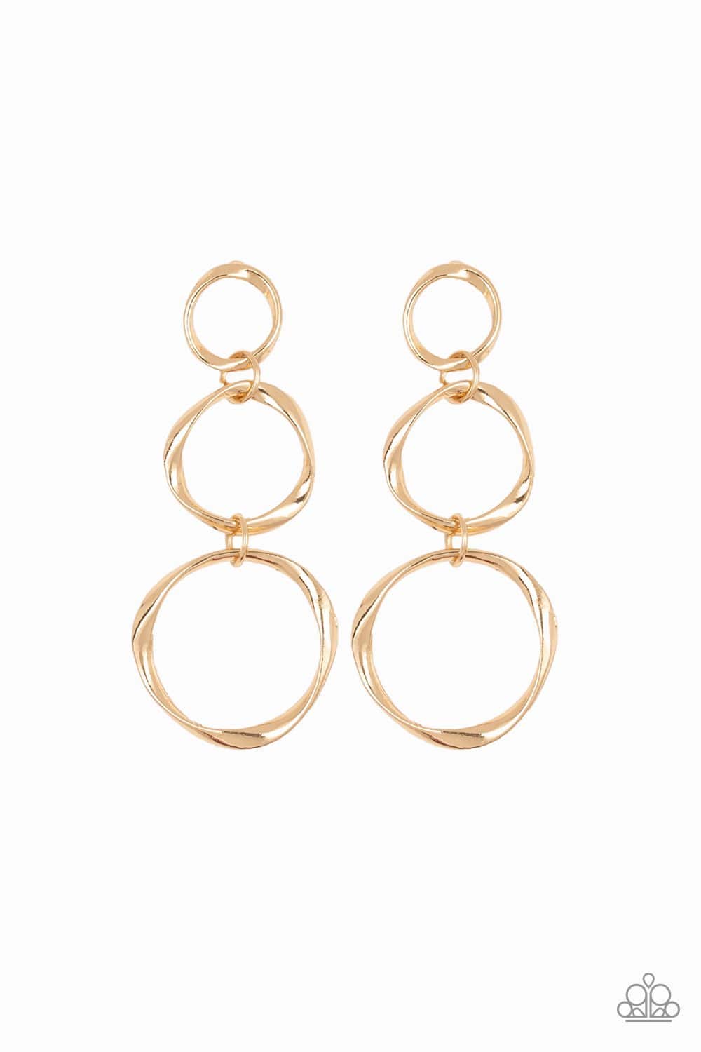 Three Ring Radiance - Gold Earrings- Paparazzi Accessories - GlaMarous Titi Jewels