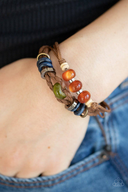 Uncharted Territory - Brown Leather Bracelet- Paparazzi Accessories - GlaMarous Titi Jewels