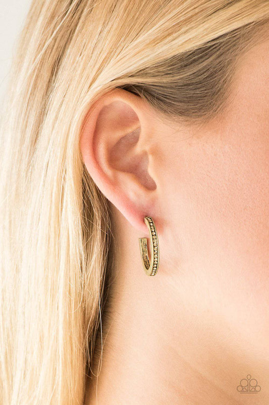 Hoop Haven - Brass Rhinestone Earrings - Paparazzi Accessories - GlaMarous Titi Jewels