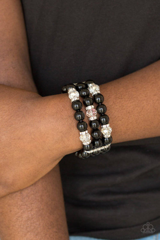 Undeniably Dapper - Black Rhinestone Stretchy Bracelet - Paparazzi Accessories - GlaMarous Titi Jewels