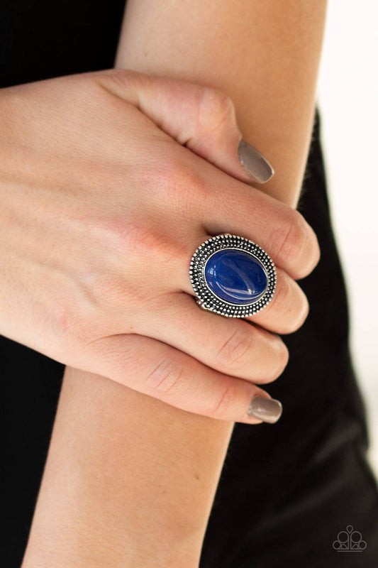 Outdoor Oasis - Blue Stone Ring - Paparazzi Accessories - GlaMarous Titi Jewels