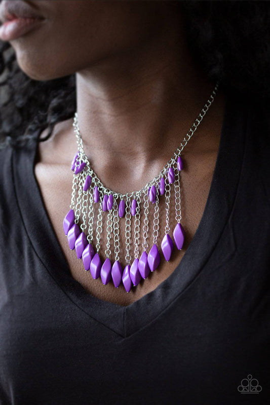 Venturous Vibes - Purple & Silver Bead Necklace - Paparazzi Accessories - GlaMarous Titi Jewels