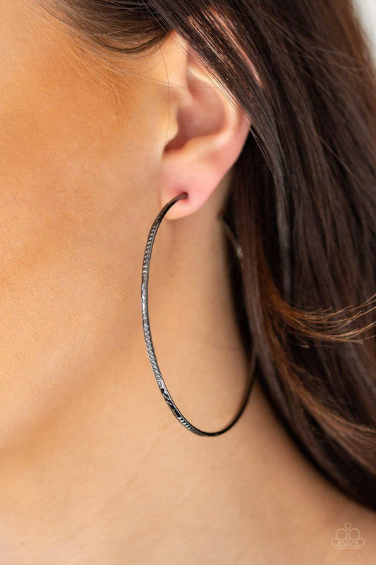 Sleek Fleek - Gunmetal Hoop Earrings- Paparazzi Accessories - GlaMarous Titi Jewels