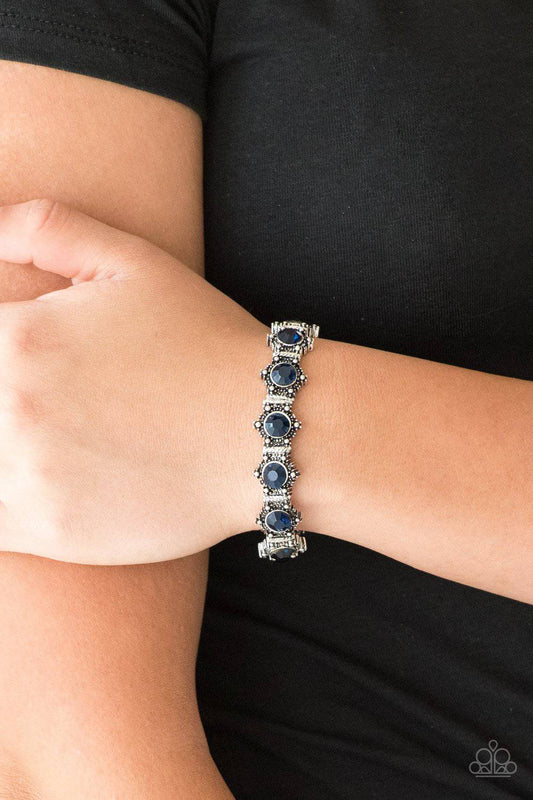 Strut Your Stuff - Blue Rhinestone Stretchy Bracelet- Paparazzi Accessories - GlaMarous Titi Jewels