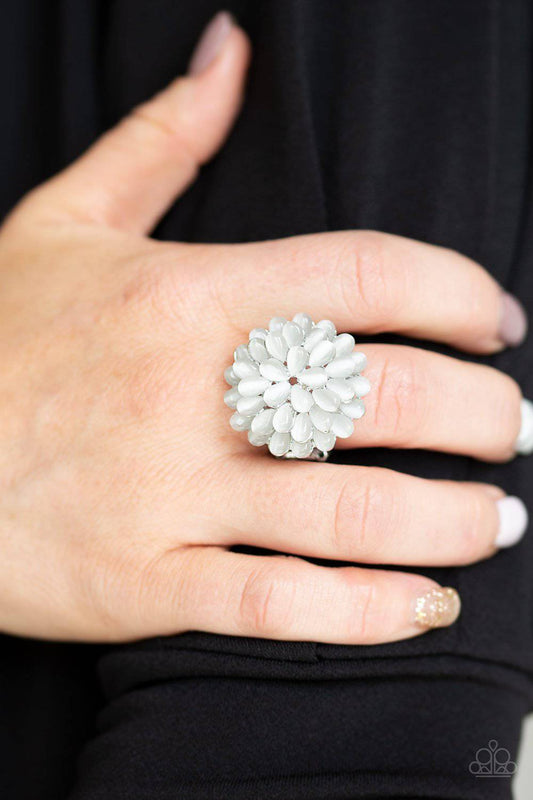 Bloomin Bloomer - White Cat's Eye Ring - Paparazzi Accessories - GlaMarous Titi Jewels