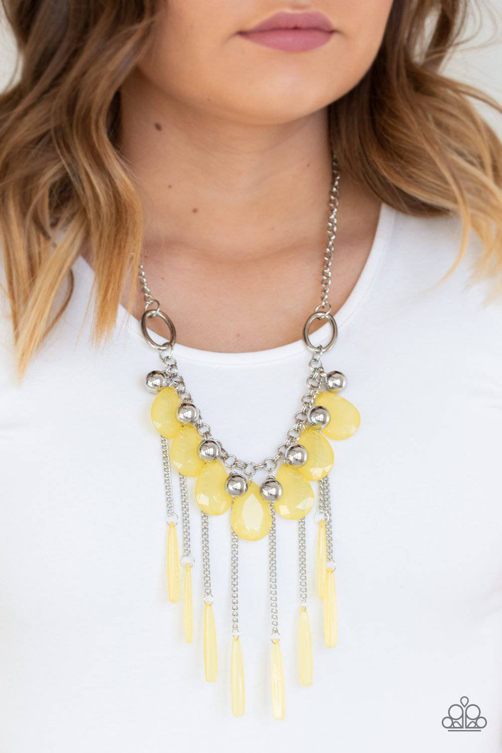 Roaring Riviera - Yellow Teardrop Necklace- Paparazzi Accessories - GlaMarous Titi Jewels