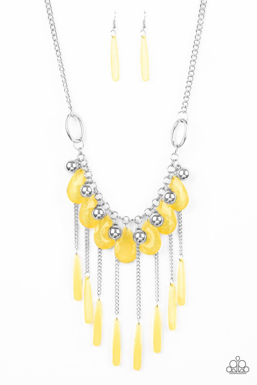 Roaring Riviera - Yellow Teardrop Necklace- Paparazzi Accessories - GlaMarous Titi Jewels