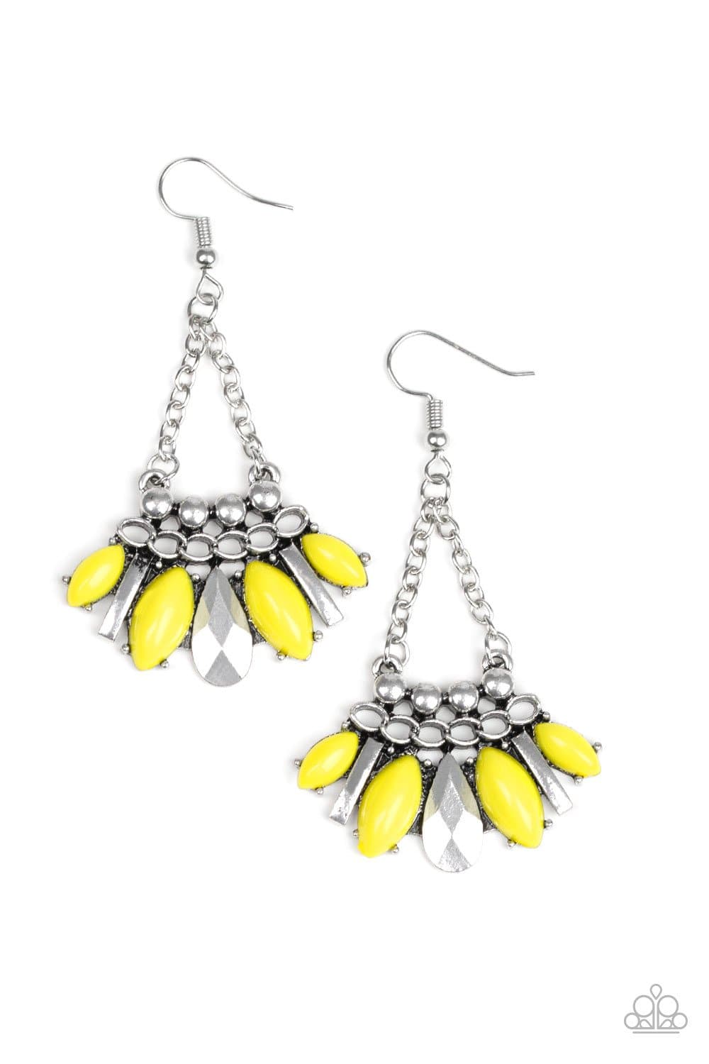 Terra Tribe - Yellow Marquise Bead Earrings - Paparazzi Accessories - GlaMarous Titi Jewels