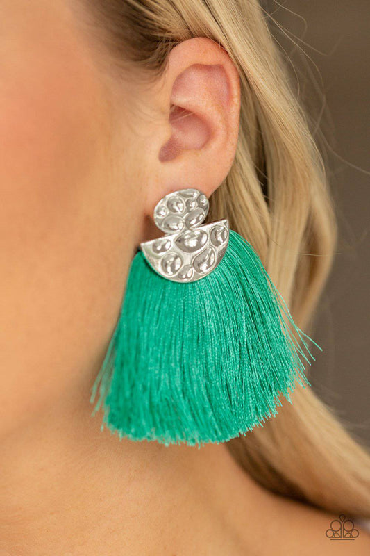 Make Some PLUME - Green Fringe Earrings - Paparazzi Accessories - GlaMarous Titi Jewels