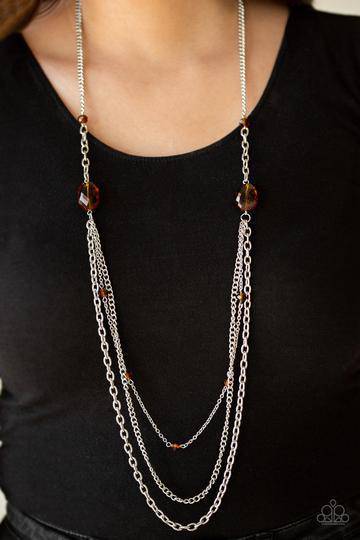 Dare to Dazzle - Brown Glassy Beads Necklace - Paparazzi Accessories - GlaMarous Titi Jewels