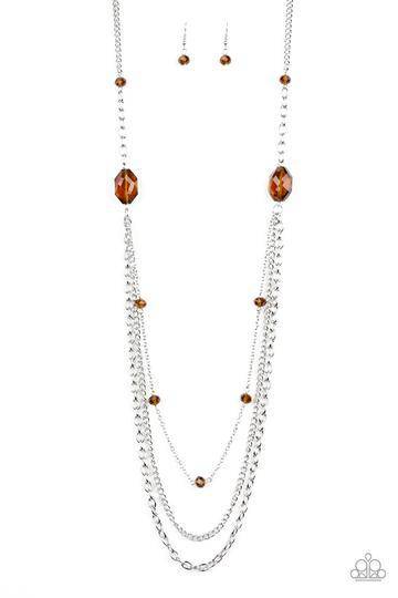 Dare to Dazzle - Brown Glassy Beads Necklace - Paparazzi Accessories - GlaMarous Titi Jewels