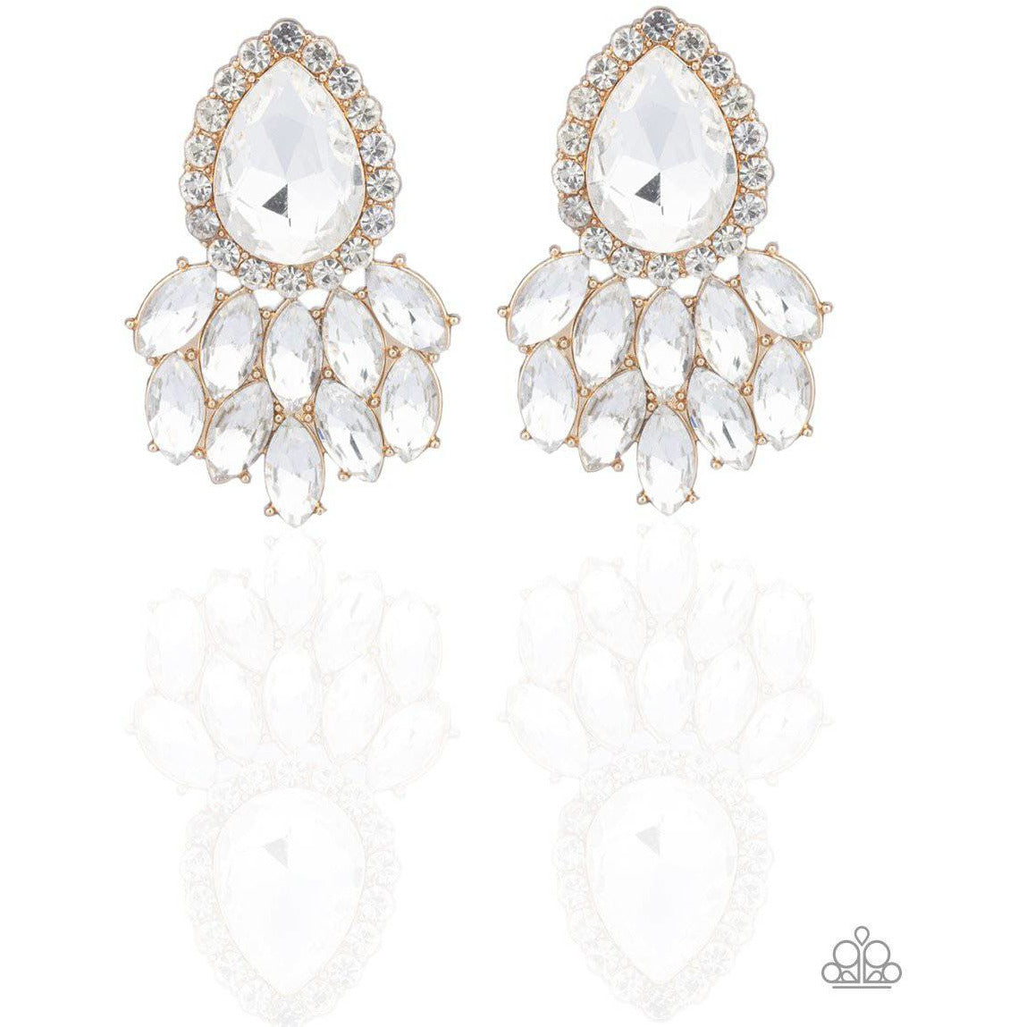 A Breath of Fresh HEIR - Gold Rhinestone Earrings- Paparazzi Accessories - GlaMarous Titi Jewels