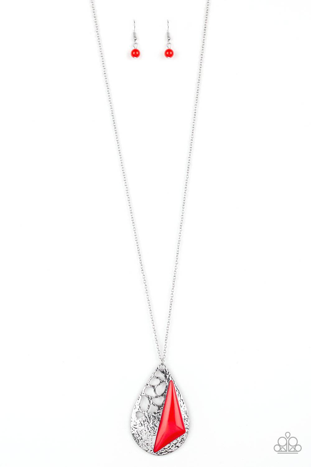 Impressive Edge - Red Triangle Pendant Necklace- Paparazzi Accessories - GlaMarous Titi Jewels