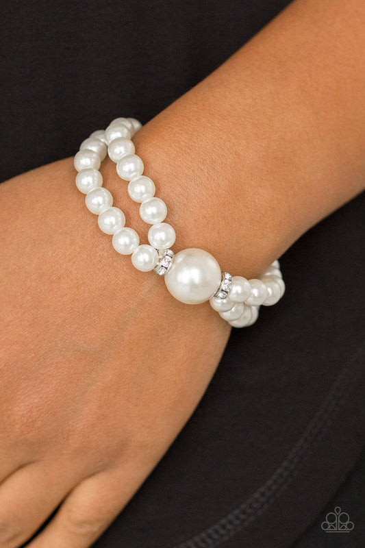 Romantic Redux - White Pearl Stretchy Bracelet - Paparazzi Accessories - GlaMarous Titi Jewels