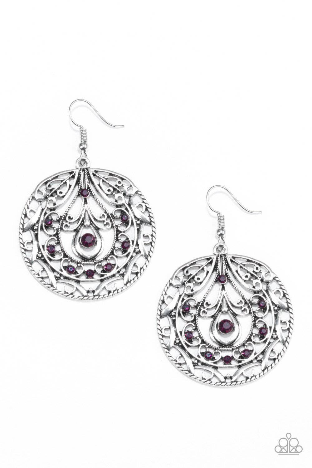 Choose To Sparkle - Purple Rhinestone Earrings - Paparazzi Accessories - GlaMarous Titi Jewels