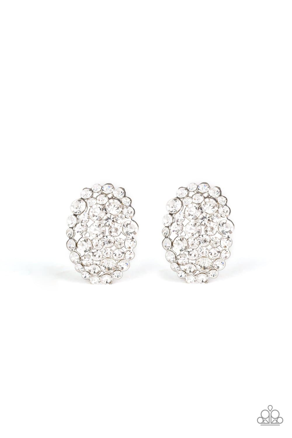 Daring Dazzle - White Rhinestone Earrings- Paparazzi Accessories - GlaMarous Titi Jewels