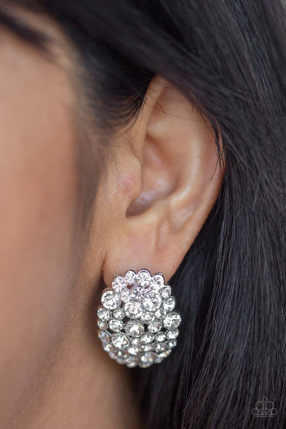 Daring Dazzle - White Rhinestone Earrings- Paparazzi Accessories - GlaMarous Titi Jewels