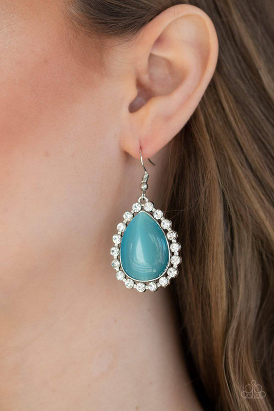 Teardrop Trendsetter - Blue Cat's Eye Earrings - Paparazzi Earrings - GlaMarous Titi Jewels