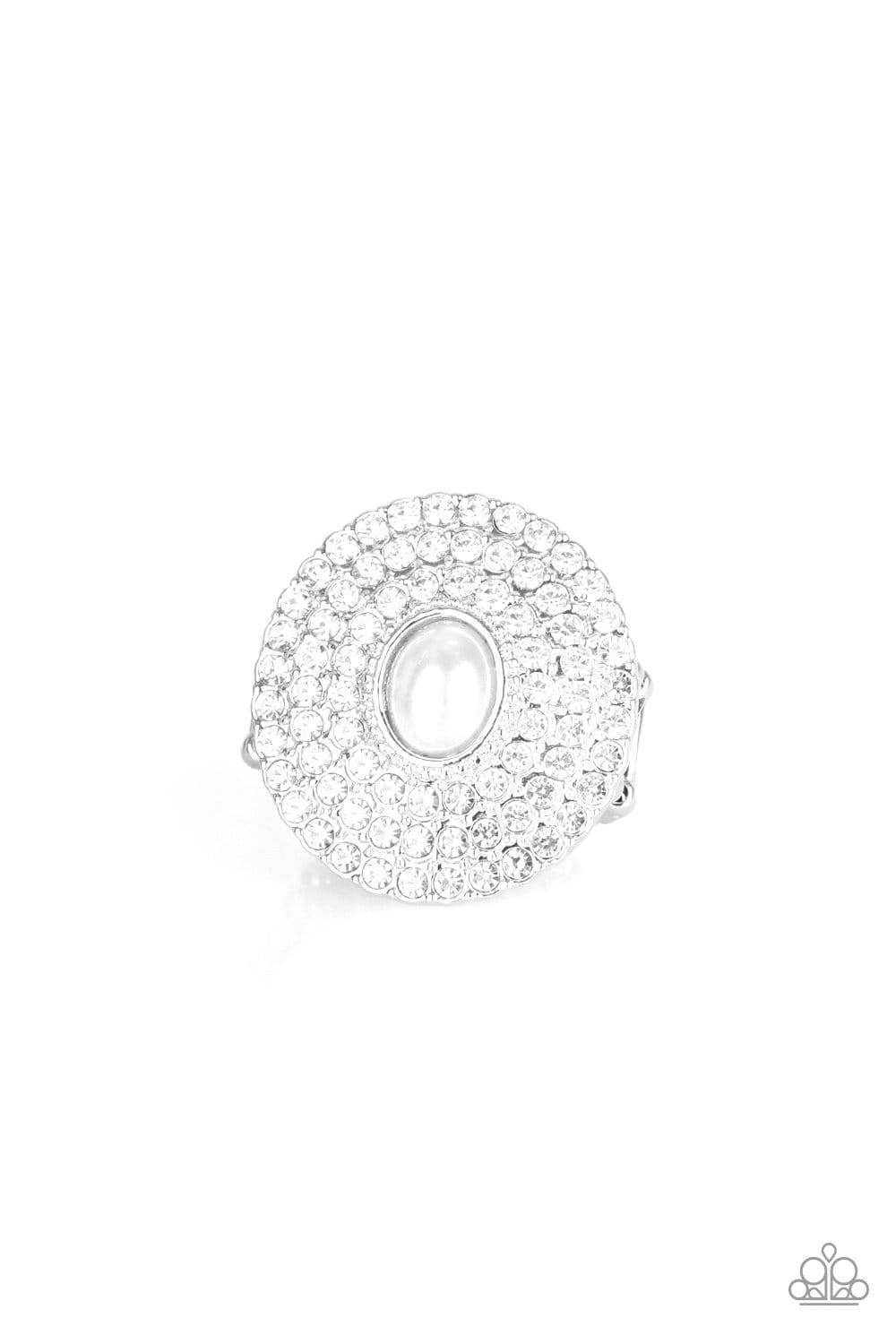 Royal Ranking - White Pearl Rhinestone Ring - Paparazzi Accessories - GlaMarous Titi Jewels