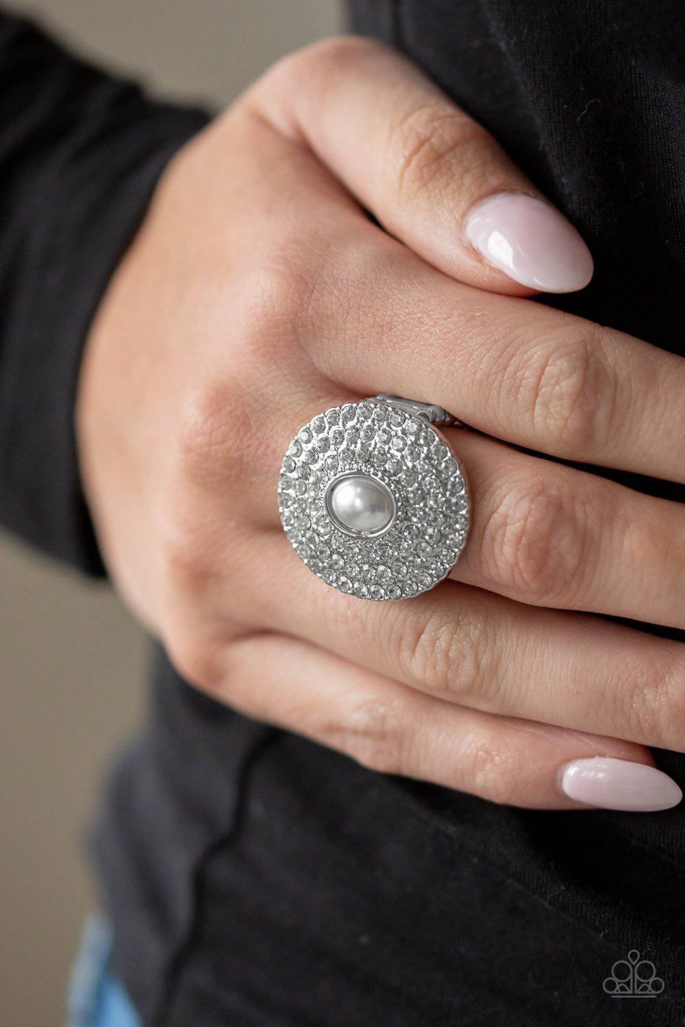 Royal Ranking - White Pearl Rhinestone Ring - Paparazzi Accessories - GlaMarous Titi Jewels