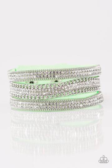 Dangerously Drama Queen - Green Rhinestone Wrap Bracelet - Paparazzi Accessories - GlaMarous Titi Jewels