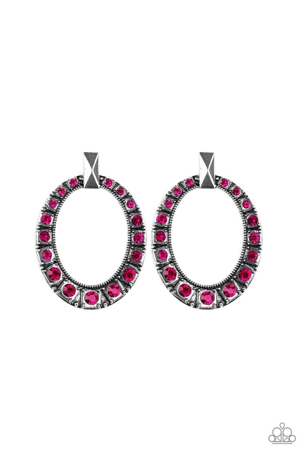 All For GLOW - Pink Rhinestone Earrings - Paparazzi Accessories - GlaMarous Titi Jewels