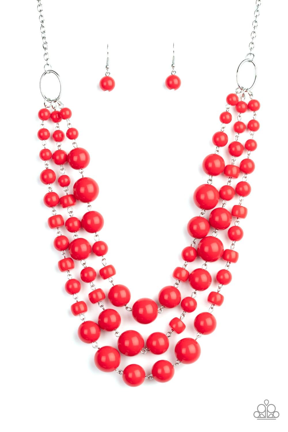 Everyone Scatter! - Red Beaded Necklace- Paparazzi Accessories - GlaMarous Titi Jewels