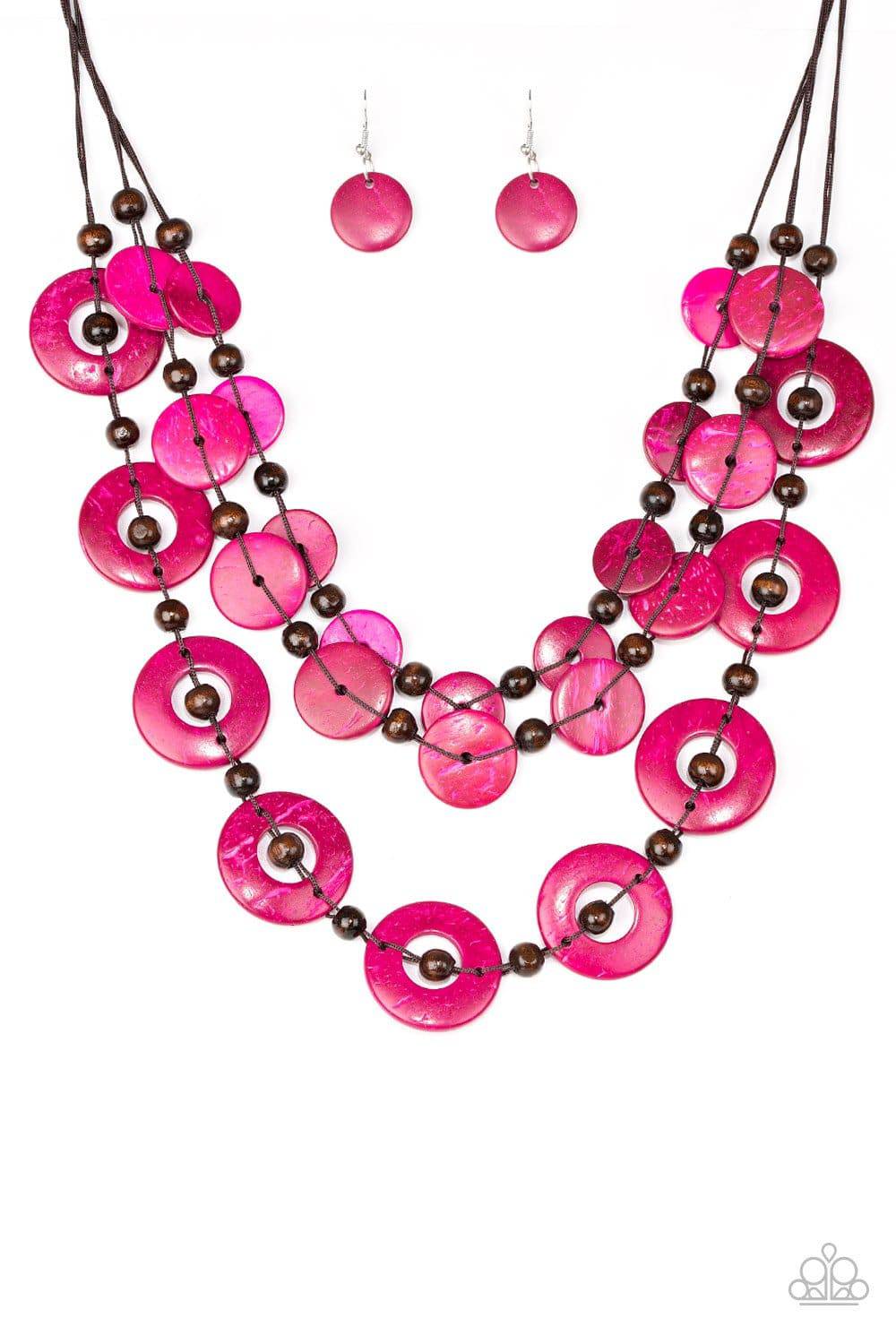 Paparazzi pink online wooden necklace