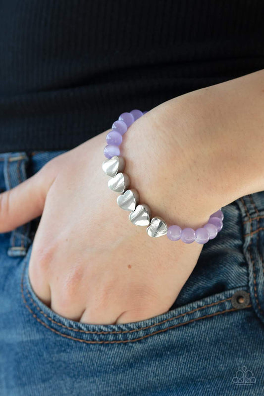 Heart Melting Glow - Purple Cat's Eye Stretchy Bracelet - Paparazzi Accessories - GlaMarous Titi Jewels