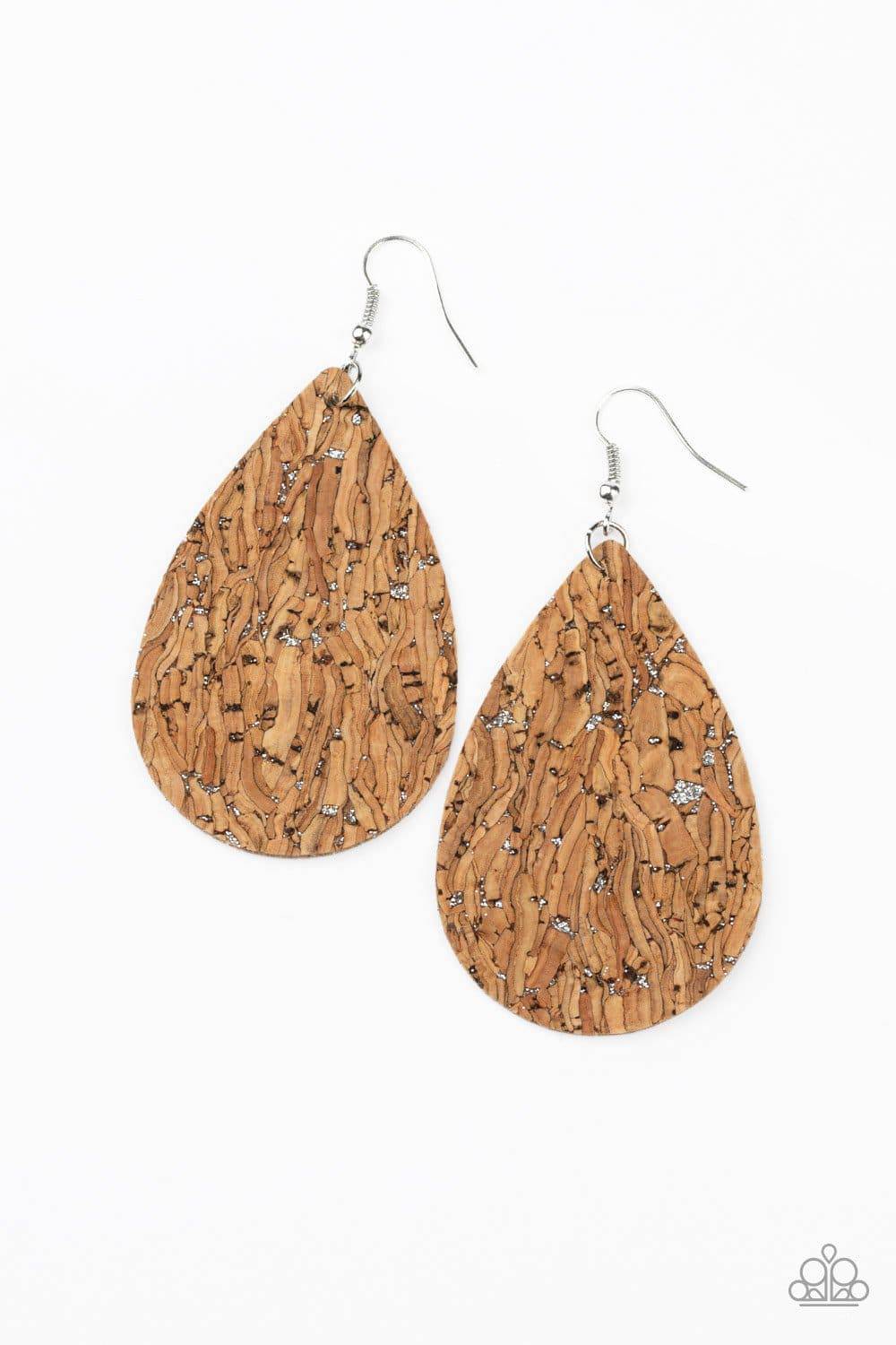 CORK It Over - Silver Cork Earrings- Paparazzi Accessories - GlaMarous Titi Jewels