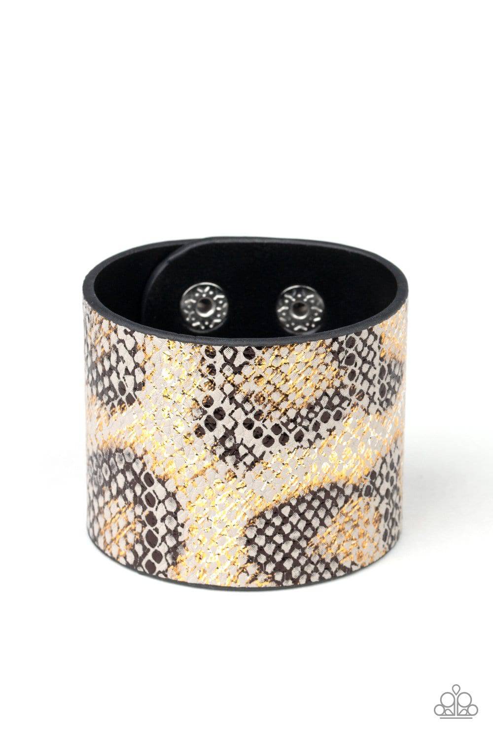 Serpent Shimmer - Gold and Black Python Wrap Bracelet- Paparazzi Accessories - GlaMarous Titi Jewels